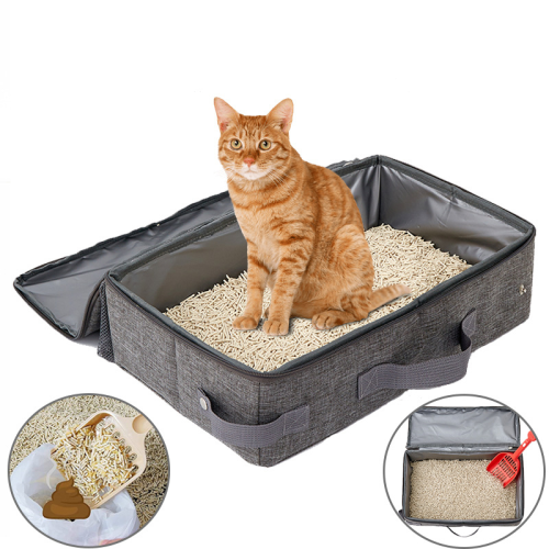 Foldable Oxford cloth portable cat litter box pet bag cat feces basin waterproof mobile cat toilet
