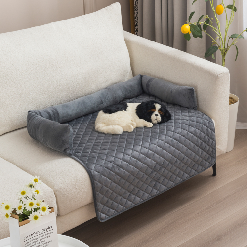 Plush Pet Sofa Cushion Bed 75 x 120 cm, Dark Grey