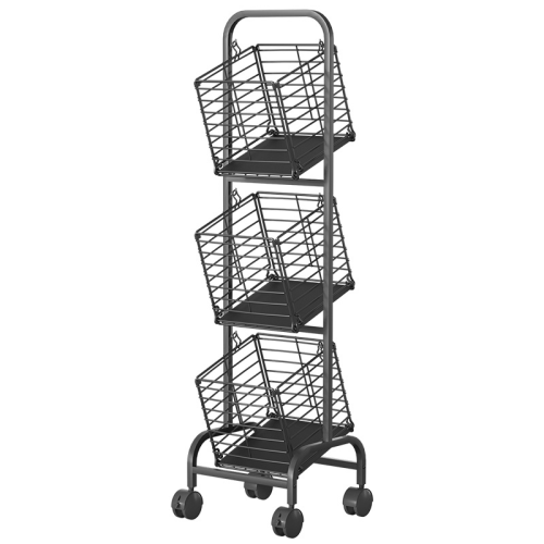 3-Tier Rolling Basket Storage Cart, Black