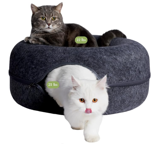 Double-Layer Felt Cat Cave Bed 60 cm, Dark Grey